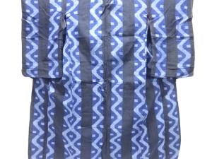 アンティーク　本場琉球　綿麻　幾何学模様織り出し着物(材料)